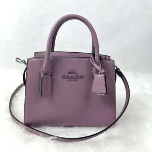 COACH Andrea Carryall Bag Crossbody In Leather CP081 Silver/Lilac NWT